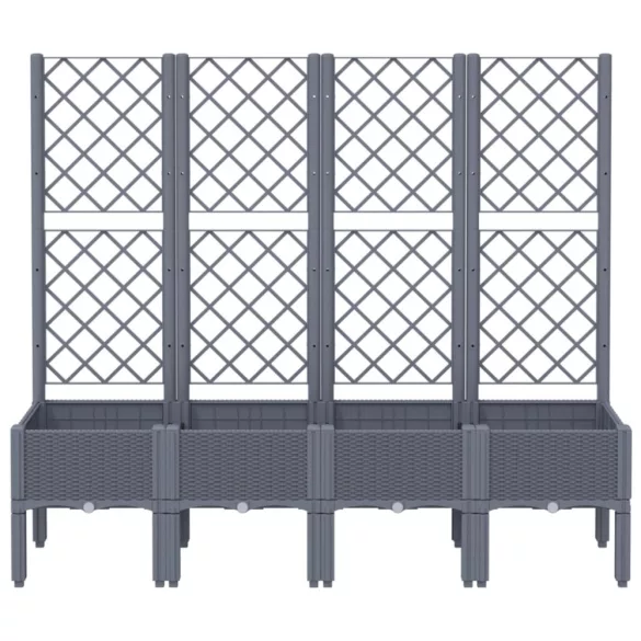 kékszürke PP rácsos kerti ültetőláda 160 x 40 x 142 cm