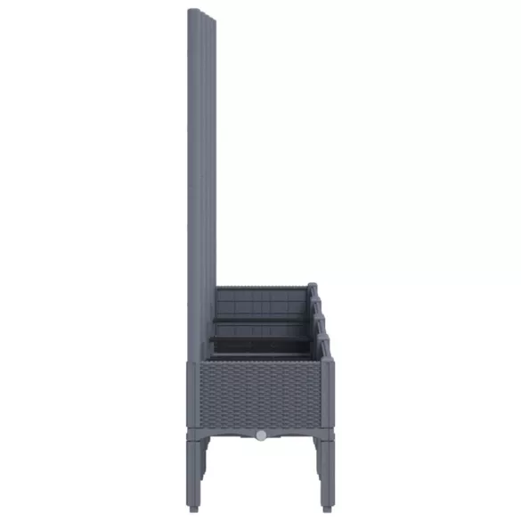 kékszürke PP rácsos kerti ültetőláda 160 x 40 x 142 cm