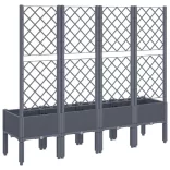 kékszürke PP rácsos kerti ültetőláda 160 x 40 x 142 cm