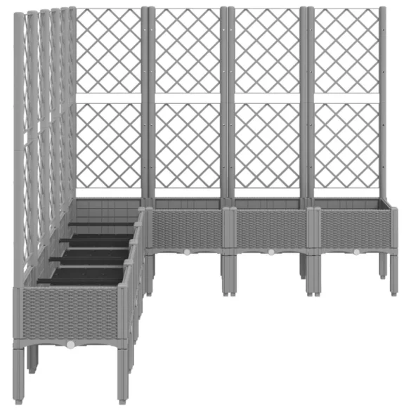 világosszürke PP rácsos kerti ültetőláda 200 x 160 x 142 cm