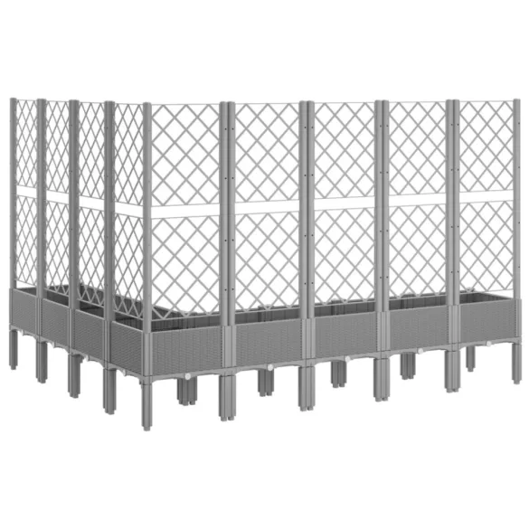 világosszürke PP rácsos kerti ültetőláda 200 x 160 x 142 cm