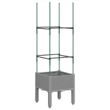 világosszürke PP rácsos kerti ültetőláda 40 x 40 x 142,5 cm