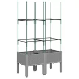 világosszürke PP rácsos kerti ültetőláda 80 x 40 x 142,5 cm