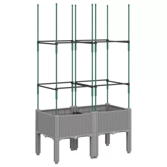 világosszürke PP rácsos kerti ültetőláda 80 x 40 x 142,5 cm