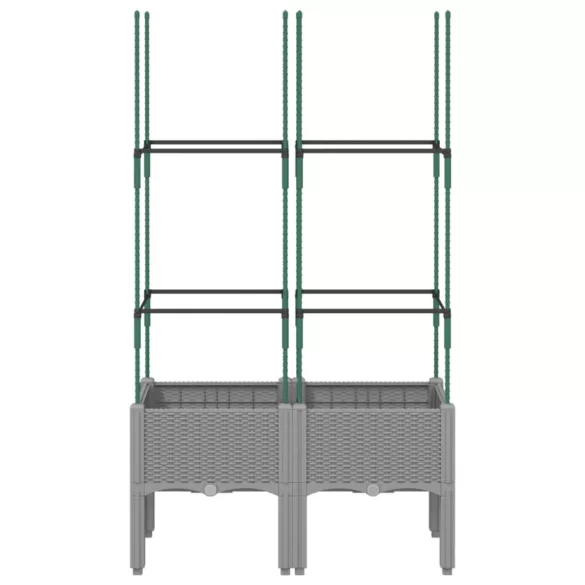 világosszürke PP rácsos kerti ültetőláda 80 x 40 x 142,5 cm