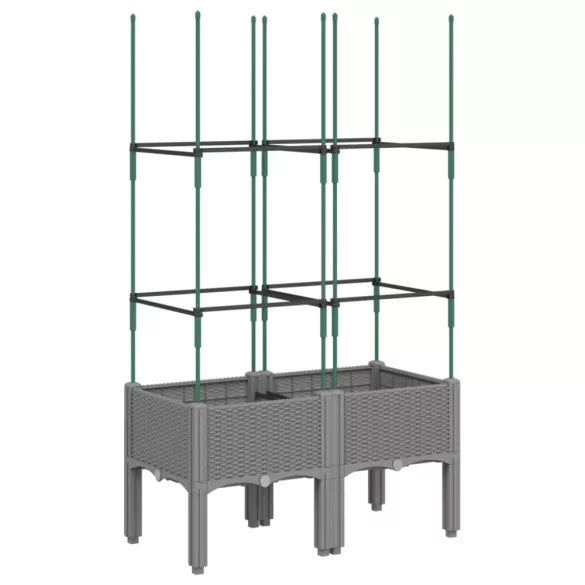 világosszürke PP rácsos kerti ültetőláda 80 x 40 x 142,5 cm