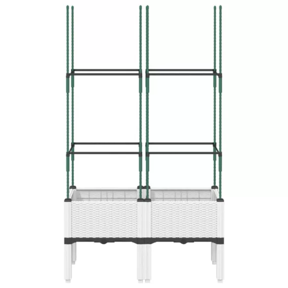 fehér polipropilén rácsos kerti ültetőláda 80 x 40 x 142,5 cm