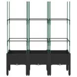 fekete polipropilén rácsos kerti ültetőláda 120 x 40 x 142,5 cm
