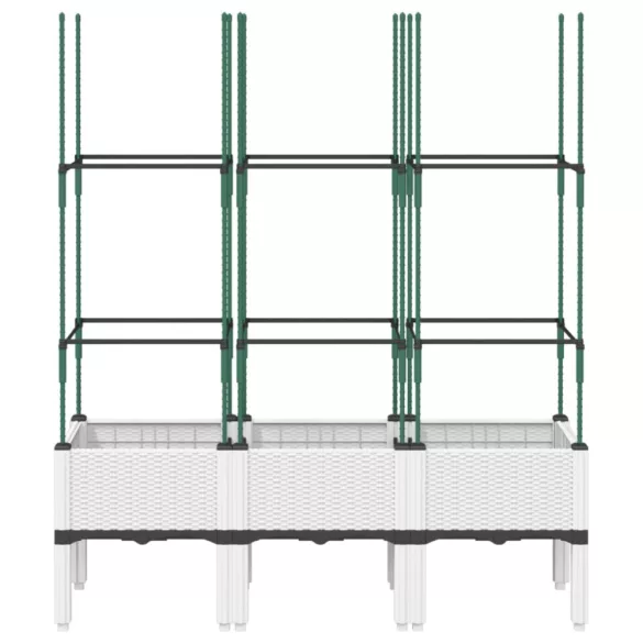 fehér polipropilén rácsos kerti ültetőláda 120 x 40 x 142,5 cm