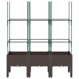 barna polipropilén rácsos kerti ültetőláda 120 x 40 x 142,5 cm