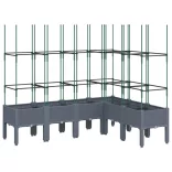 kékszürke PP rácsos kerti ültetőláda 160 x 120 x 142,5 cm