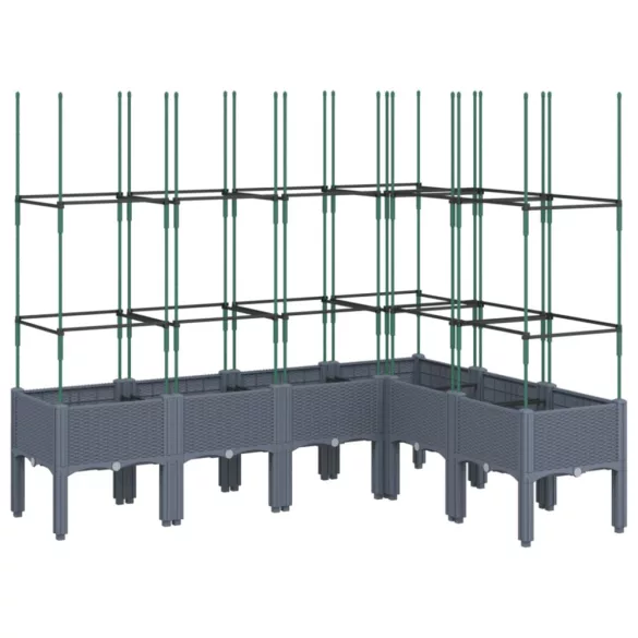 kékszürke PP rácsos kerti ültetőláda 160 x 120 x 142,5 cm