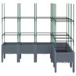 kékszürke PP rácsos kerti ültetőláda 160 x 120 x 142,5 cm