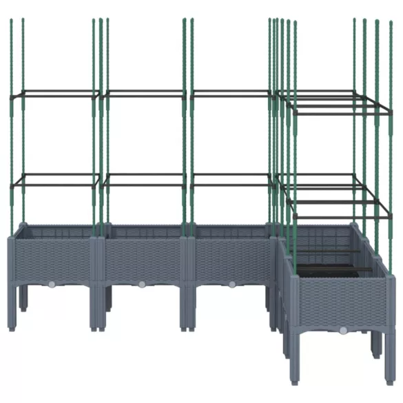 kékszürke PP rácsos kerti ültetőláda 160 x 120 x 142,5 cm