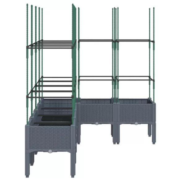 kékszürke PP rácsos kerti ültetőláda 160 x 120 x 142,5 cm