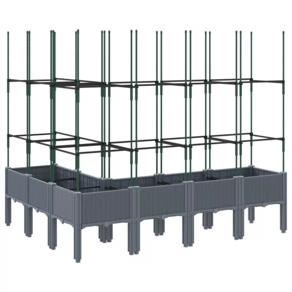 kékszürke PP rácsos kerti ültetőláda 160 x 120 x 142,5 cm