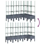 kékszürke PP rácsos kerti ültetőláda 160 x 120 x 142,5 cm
