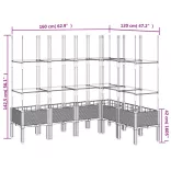 kékszürke PP rácsos kerti ültetőláda 160 x 120 x 142,5 cm