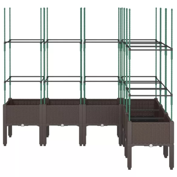 barna polipropilén rácsos kerti ültetőláda 160 x 120 x 142,5 cm