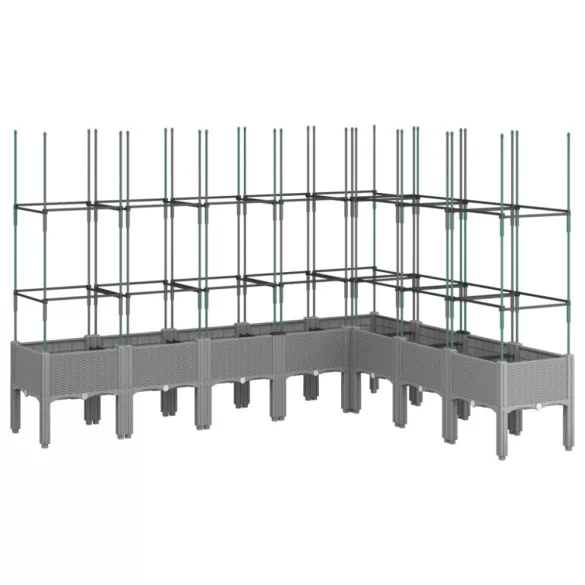 világosszürke PP rácsos kerti ültetőláda 200 x 160 x 142,5 cm