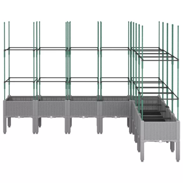 világosszürke PP rácsos kerti ültetőláda 200 x 160 x 142,5 cm