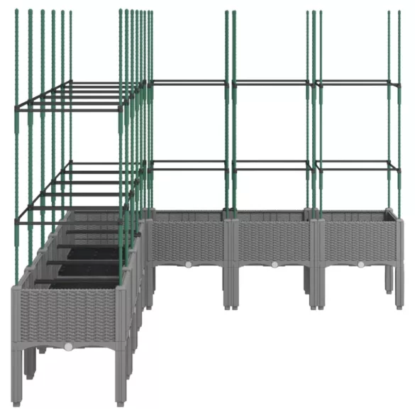 világosszürke PP rácsos kerti ültetőláda 200 x 160 x 142,5 cm