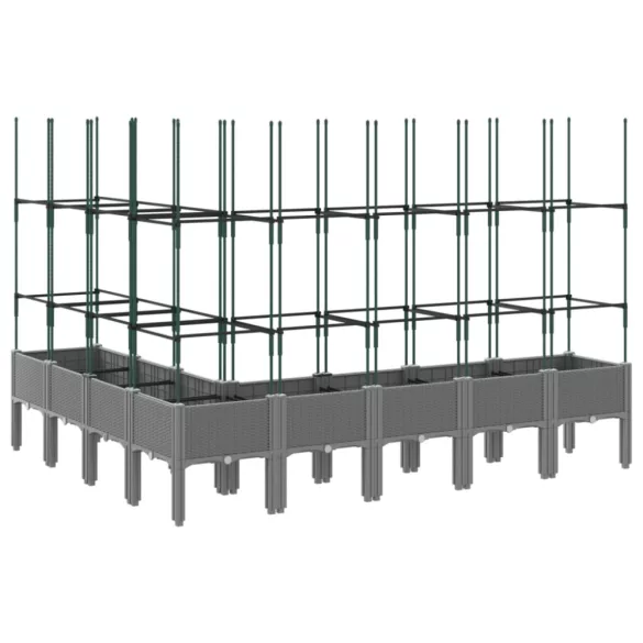 világosszürke PP rácsos kerti ültetőláda 200 x 160 x 142,5 cm