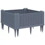 kékszürke PP kerti virágláda cövekekkel 42,5 x 42,5 x 28,5 cm