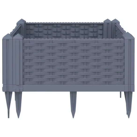 kékszürke PP kerti virágláda cövekekkel 42,5 x 42,5 x 28,5 cm