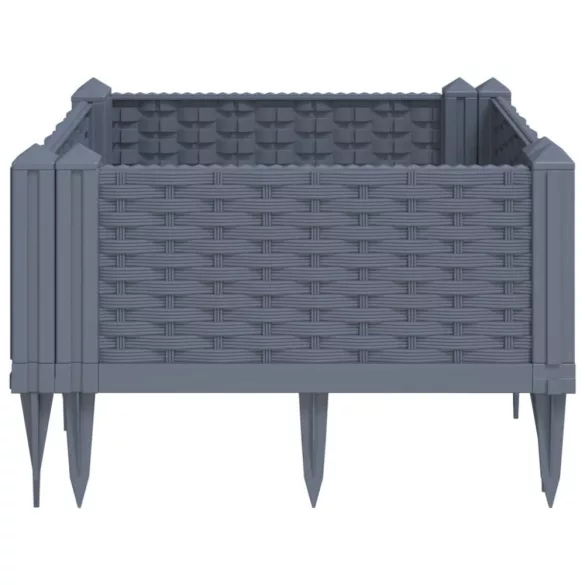 kékszürke PP kerti virágláda cövekekkel 42,5 x 42,5 x 28,5 cm