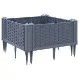 kékszürke PP kerti virágláda cövekekkel 42,5 x 42,5 x 28,5 cm