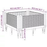kékszürke PP kerti virágláda cövekekkel 42,5 x 42,5 x 28,5 cm