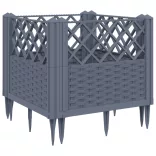kékszürke PP kerti virágláda cövekekkel 43,5 x 43,5 x 43,5 cm