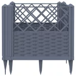 kékszürke PP kerti virágláda cövekekkel 43,5 x 43,5 x 43,5 cm