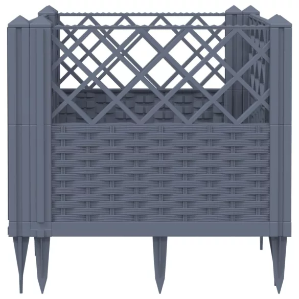 kékszürke PP kerti virágláda cövekekkel 43,5 x 43,5 x 43,5 cm