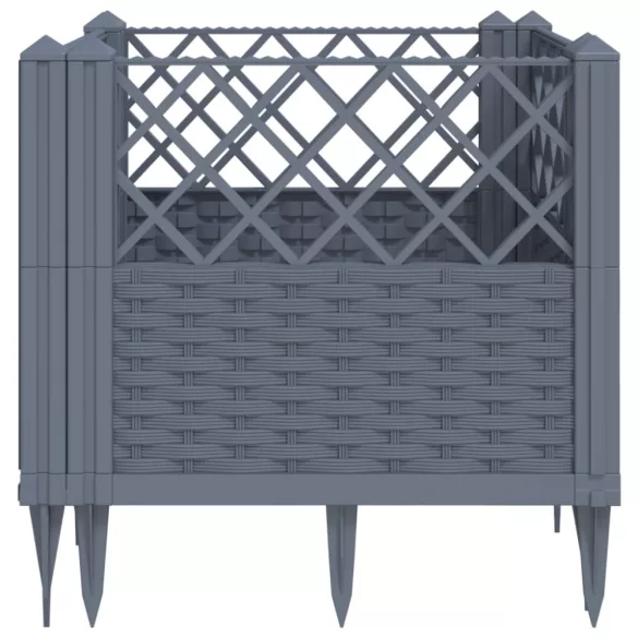 kékszürke PP kerti virágláda cövekekkel 43,5 x 43,5 x 43,5 cm