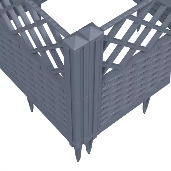 kékszürke PP kerti virágláda cövekekkel 43,5 x 43,5 x 43,5 cm