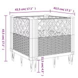 kékszürke PP kerti virágláda cövekekkel 43,5 x 43,5 x 43,5 cm