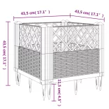fehér polipropilén kerti virágláda cövekekkel 42,5x42,5x28,5 cm