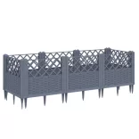 kékszürke PP kerti virágláda cövekekkel 123,5 x 43,5 x 43,5 cm