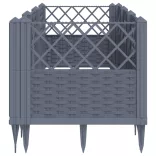 kékszürke PP kerti virágláda cövekekkel 123,5 x 43,5 x 43,5 cm