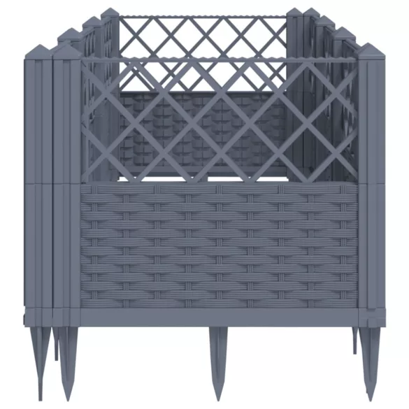 kékszürke PP kerti virágláda cövekekkel 123,5 x 43,5 x 43,5 cm