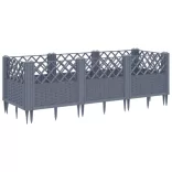 kékszürke PP kerti virágláda cövekekkel 123,5 x 43,5 x 43,5 cm