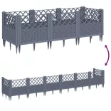 kékszürke PP kerti virágláda cövekekkel 123,5 x 43,5 x 43,5 cm