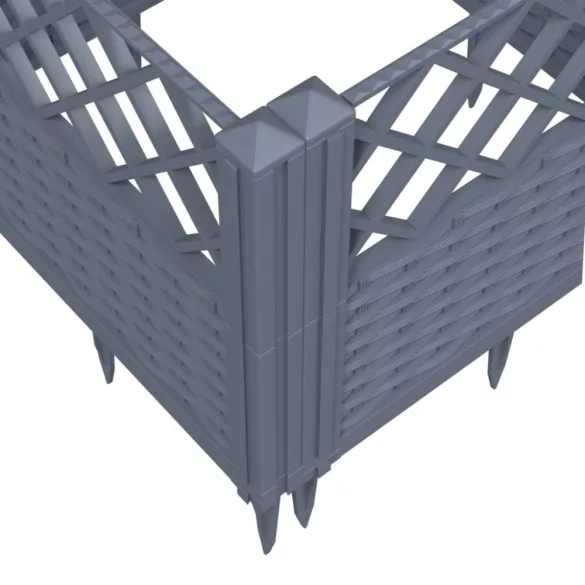 kékszürke PP kerti virágláda cövekekkel 123,5 x 43,5 x 43,5 cm