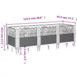 kékszürke PP kerti virágláda cövekekkel 123,5 x 43,5 x 43,5 cm