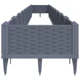 kékszürke PP kerti virágláda cövekekkel 362,5 x 42,5 x 28,5 cm