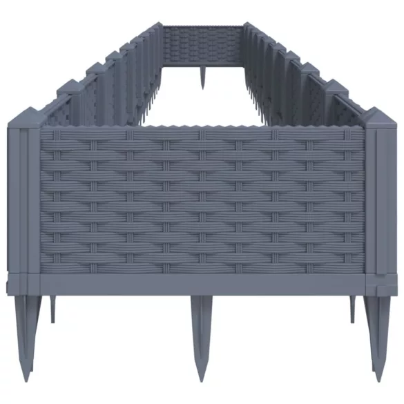 kékszürke PP kerti virágláda cövekekkel 362,5 x 42,5 x 28,5 cm