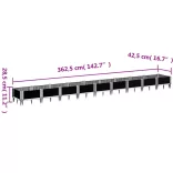 kékszürke PP kerti virágláda cövekekkel 362,5 x 42,5 x 28,5 cm