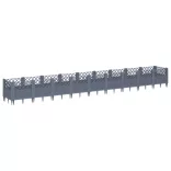 kékszürke PP kerti virágláda cövekekkel 363,5 x 43,5 x 43,5 cm